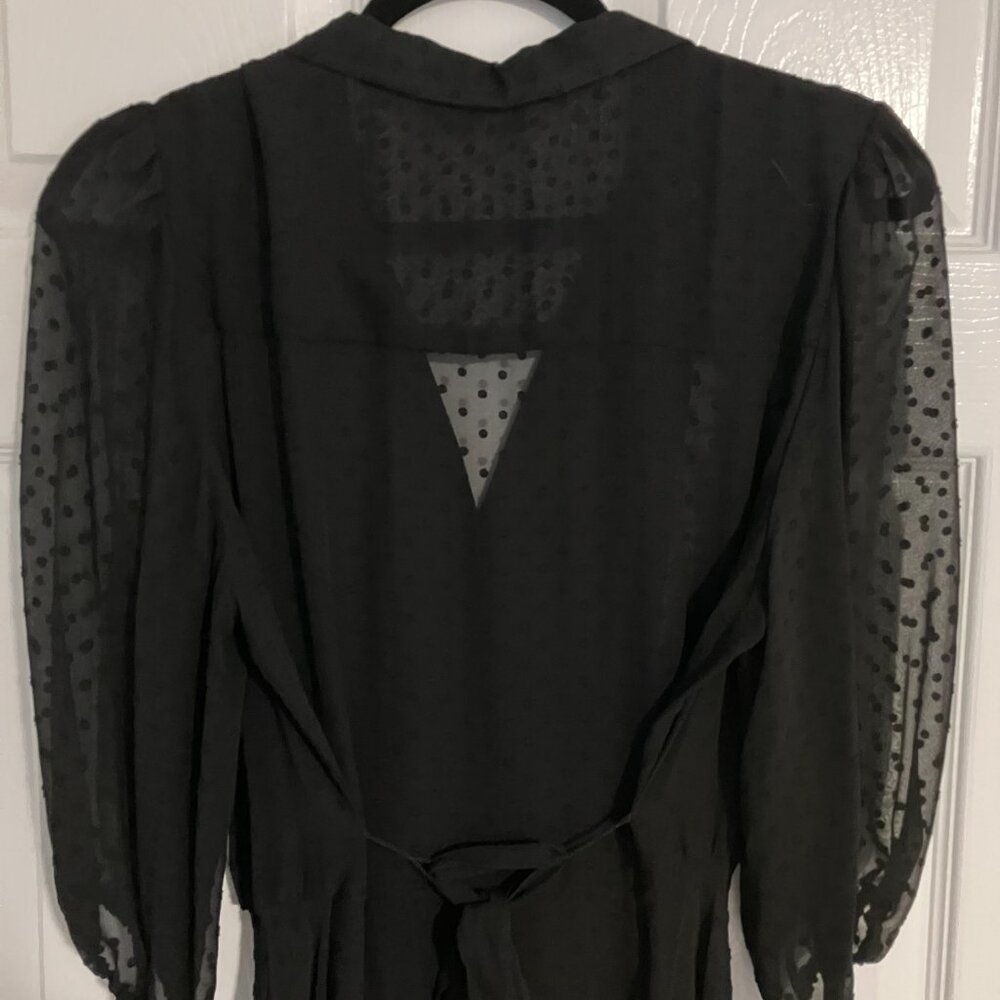 Nanette Sheer Polka Dot Black Shirtdress size 12